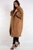 Samara Camel Teddy Borg Longline Coat Samara Camel Teddy Borg Longline Coat