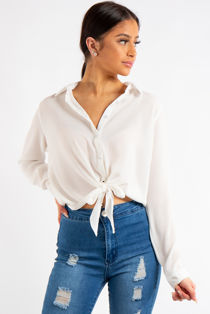 Leona White Chiffon Tie Up Shirt