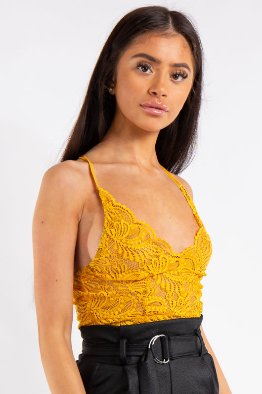 Mustard lace bodysuit Clearance