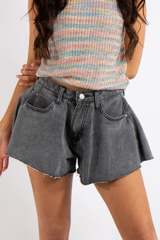 Ivy Black Flared Denim Shorts