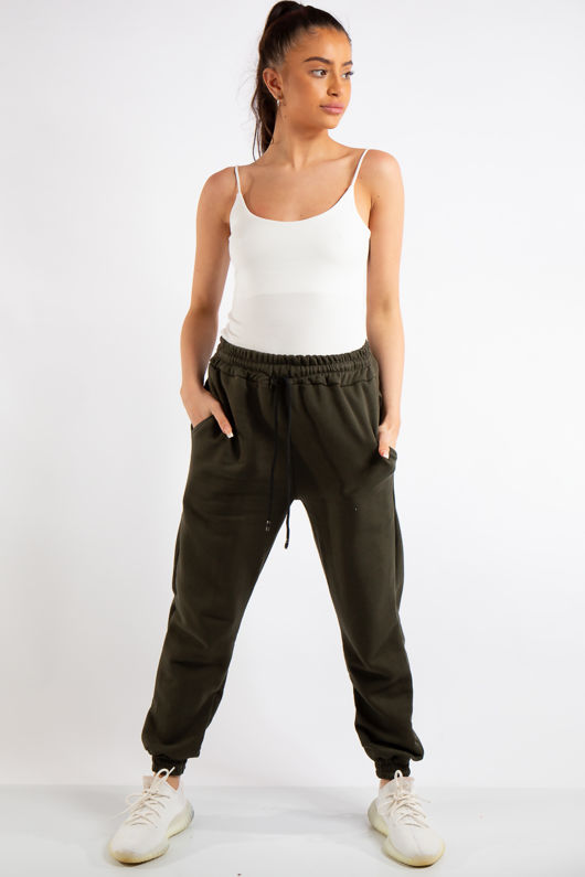 Tenley Khaki Plain Jogger Pants