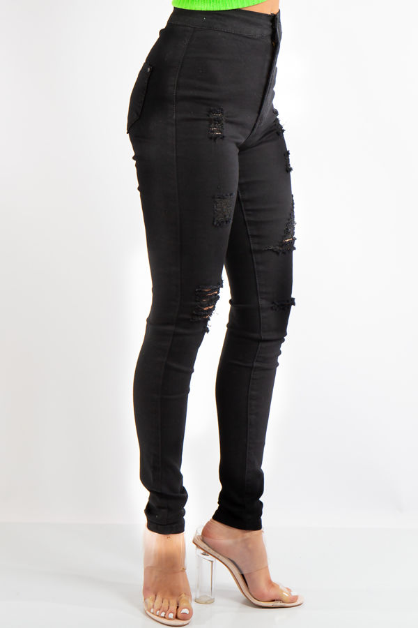 Kyla Black Denim Distressed Jeans