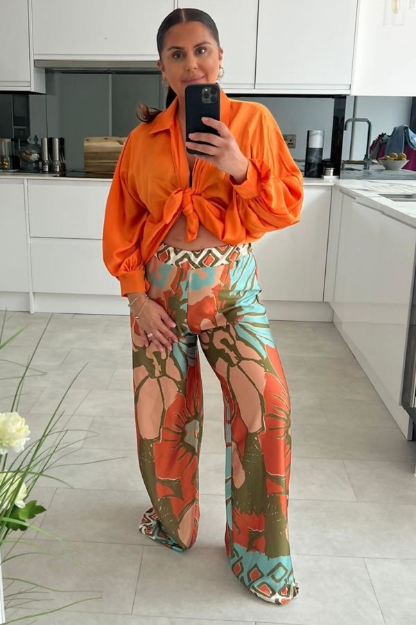 Ellie Orange Shirt Trouser Co Ord Set