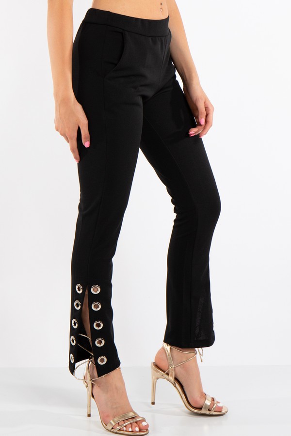 Black Fitted Eyelet Trousers