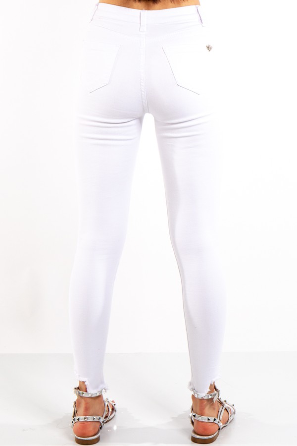 White Denim zip Hem Skinny Jeans