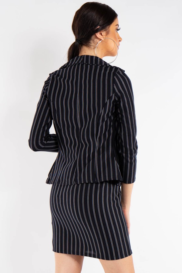 Black Pinstripe Suit Skirt