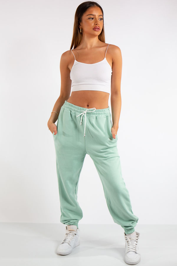 Tenley Mint Green Plain Jogger Pants