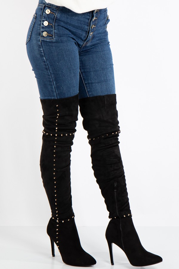 thigh high studded boots