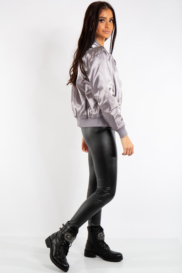 silver bomber jacket womens