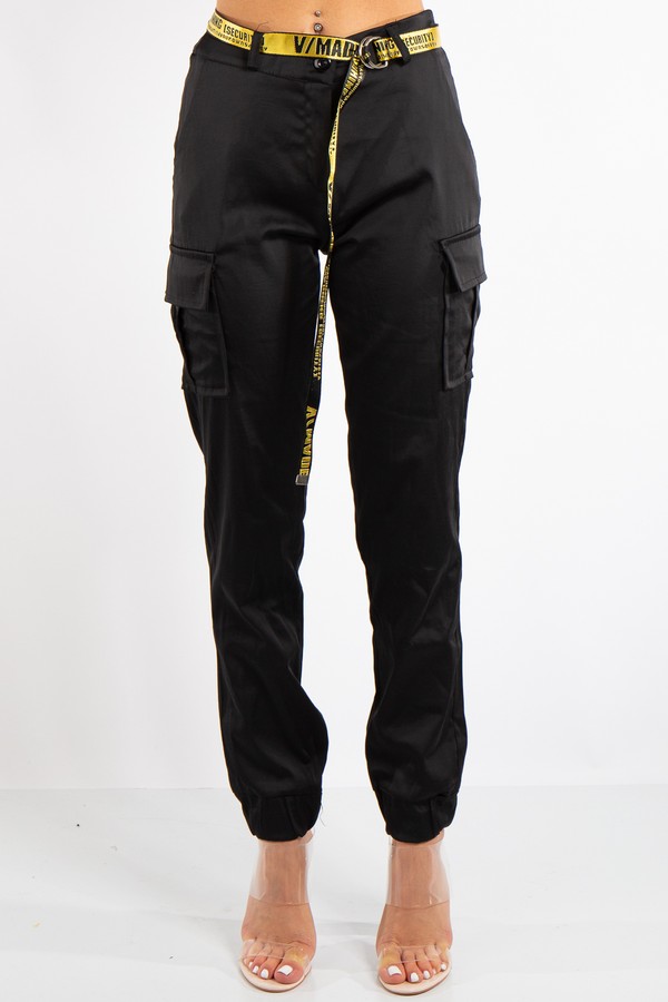 black satin combat trousers