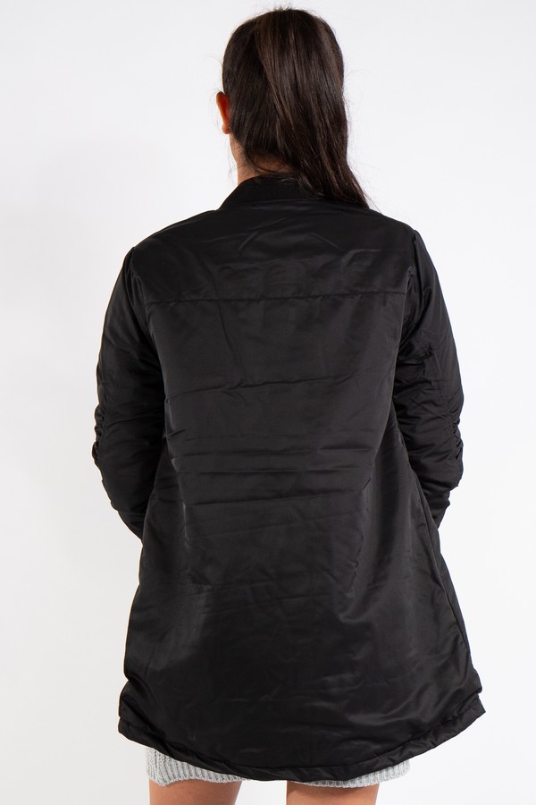 Scarlett Black Longline Straight Bomber Jacket
