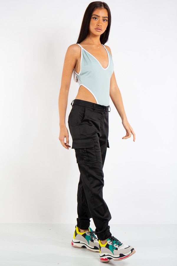 Melanie Pastel Green Light Fabric Piping Bodysuit