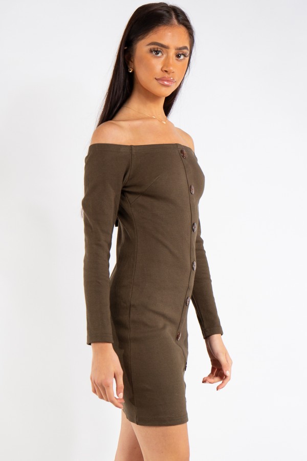 bardot button dress