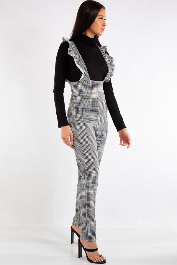 black and white check jumpsuit