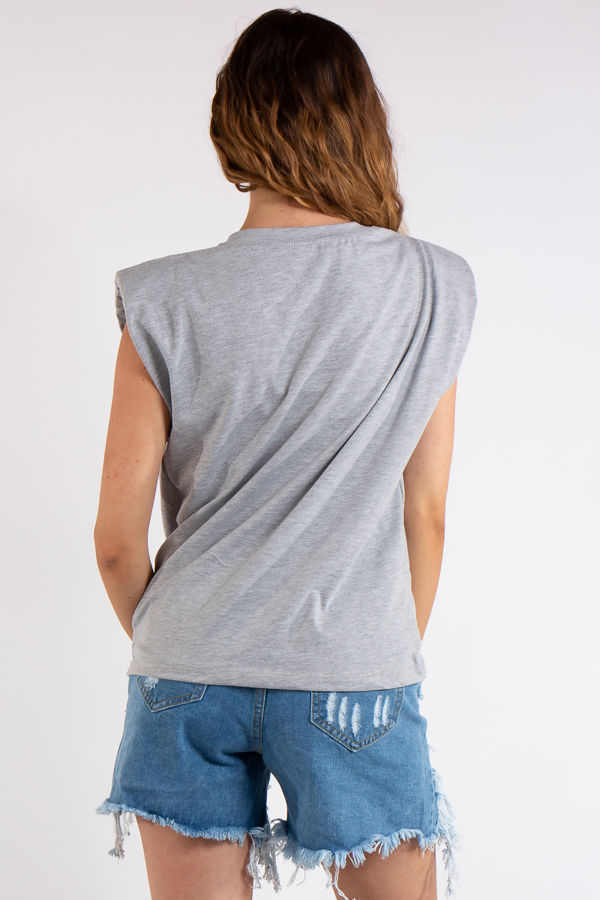 Judith Grey Padded Shoulder TShirt