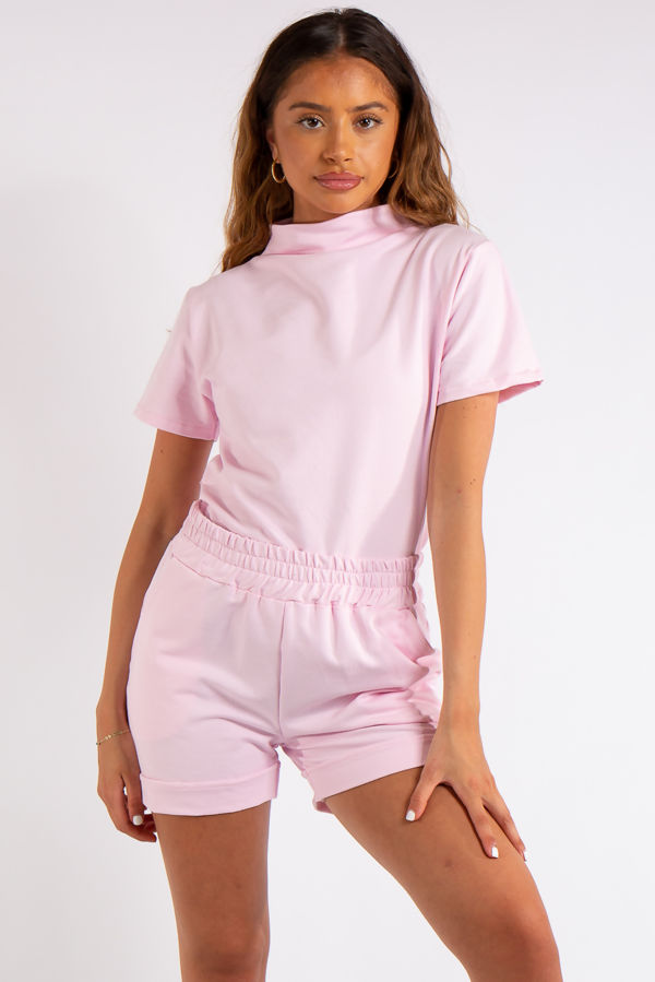 Frankie Baby Pink High Neck Short CoOrd Set