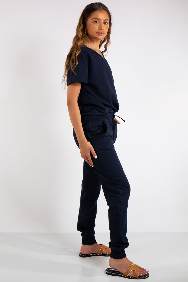 Erica Navy V Neck Loungewear Suit