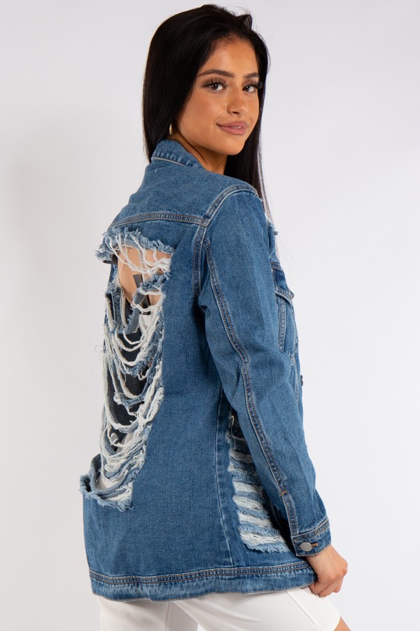 Slashed Ripped Denim Jacket