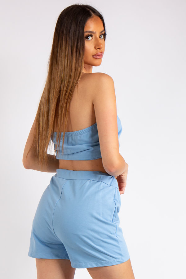 Kaya Baby Blue Elasticated Crop Bandeau 