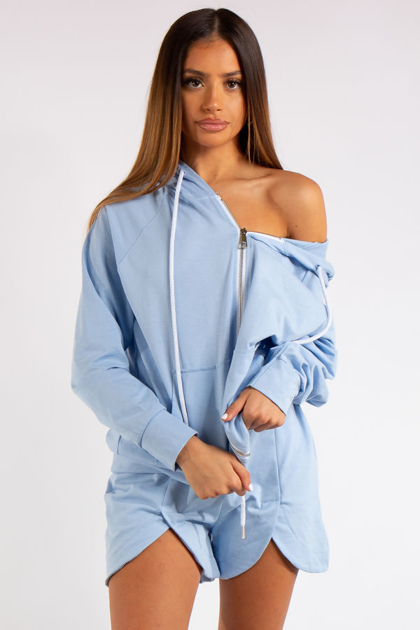 Clare Baby Blue 2piece Hoodie and Short Coord Set