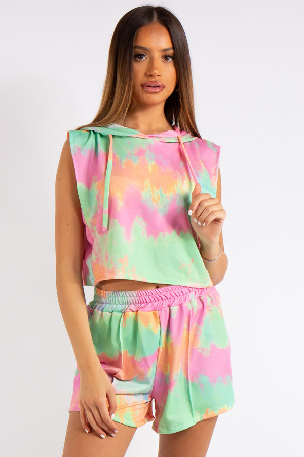 Dana Bright Tie Dye Cropped Sleeveless 
