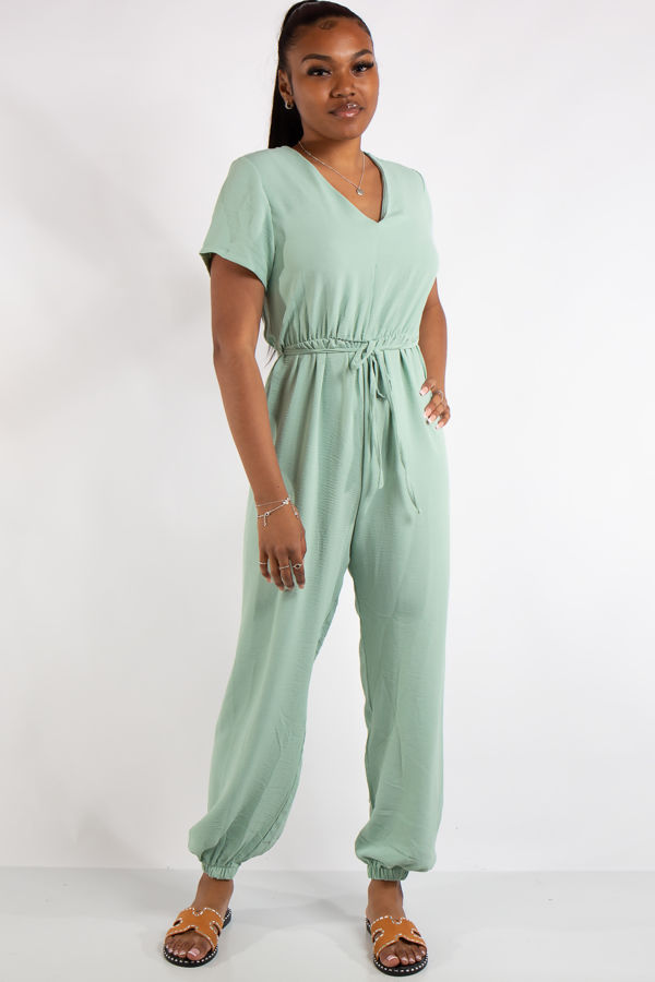 Gabriella Sage Green Basic Jumpsuit