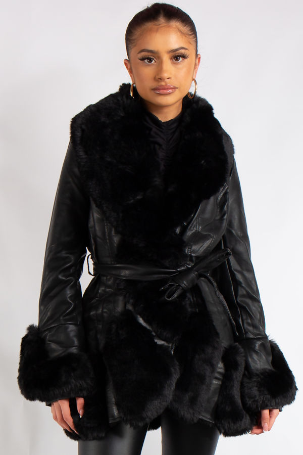 Ailani Black PU Faux Leather Faux Fur 
