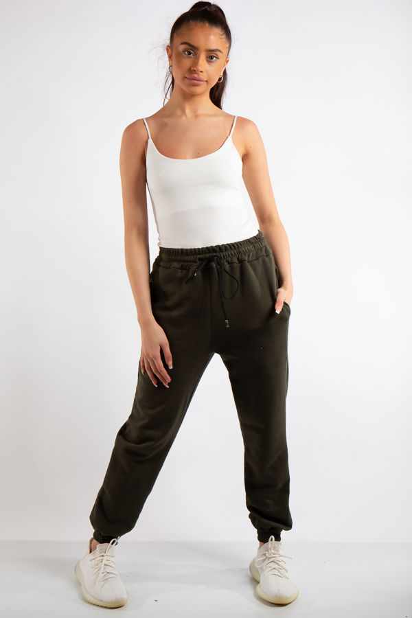 Tenley Khaki Plain Jogger Pants